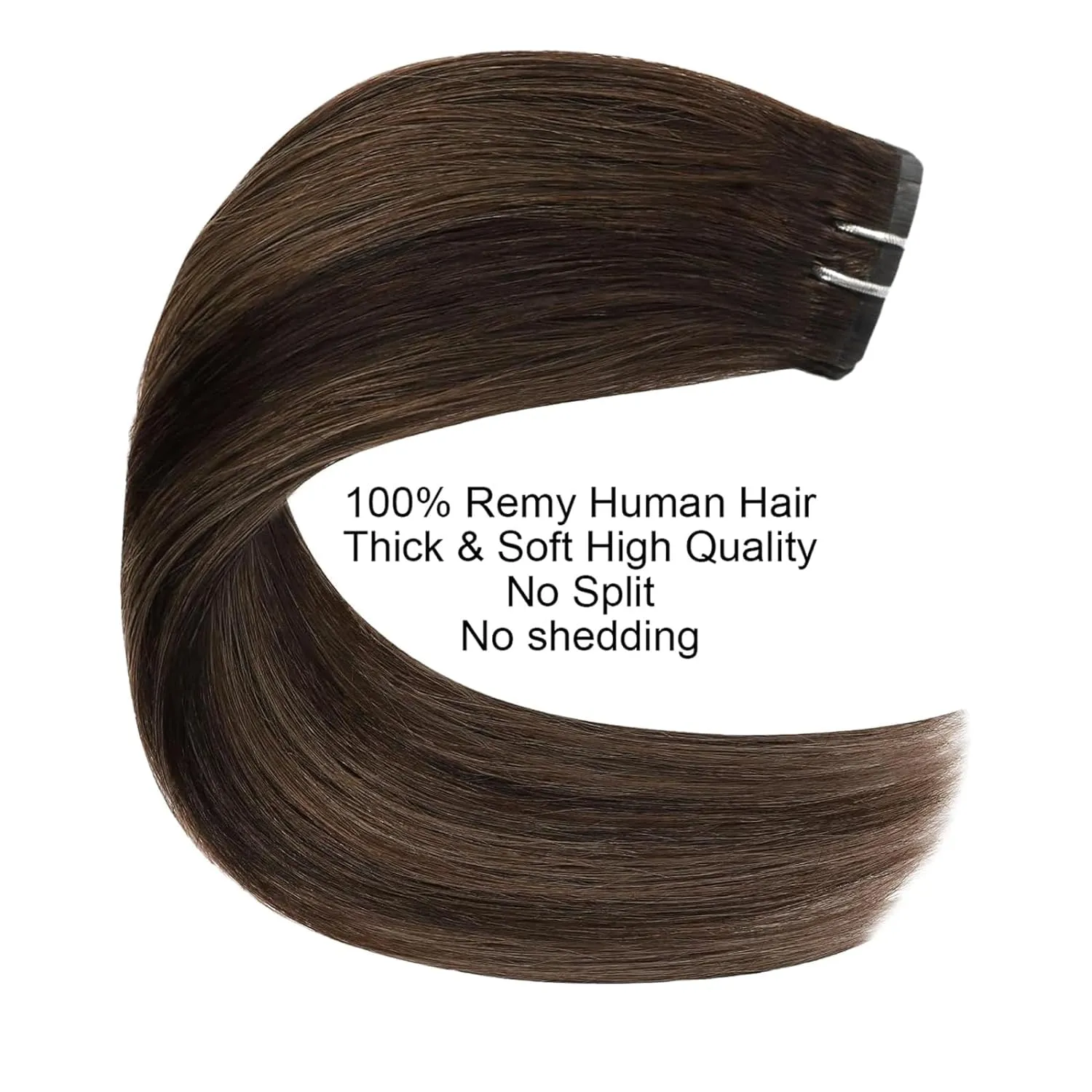 Balayage Human Hair Clip in Hair Extensions with Invisible PU Skin Weft Dark Brown Mixed Ash Brown Remy Hair Seamless Clip in Real Human Hair 30g 5pcs 16 Inch