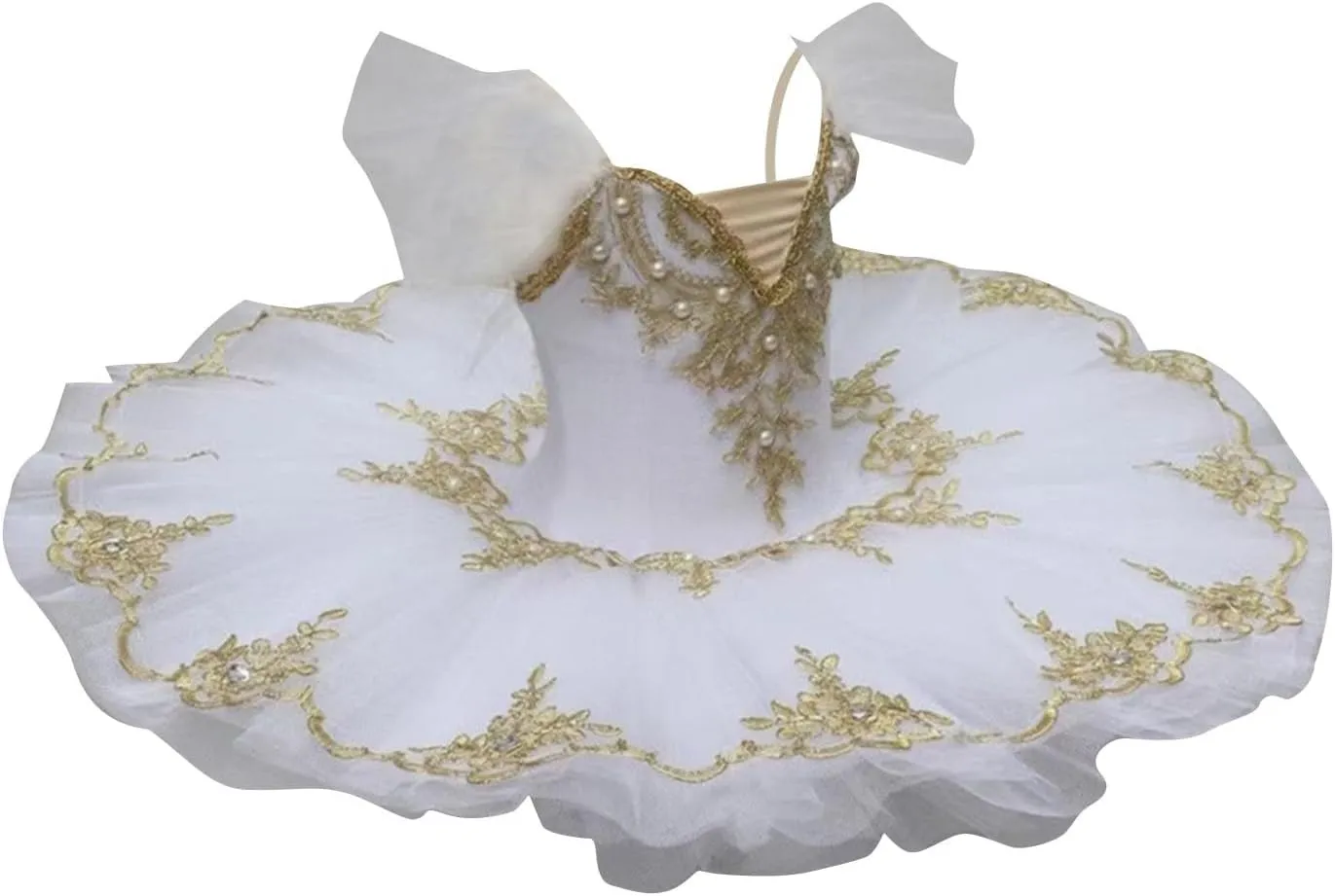 Ballet Leotards for Girls,Ruffle Sleeve Floral Print Swan Lake Dance Costumes,Hard Platter Tutu Dance Leotard