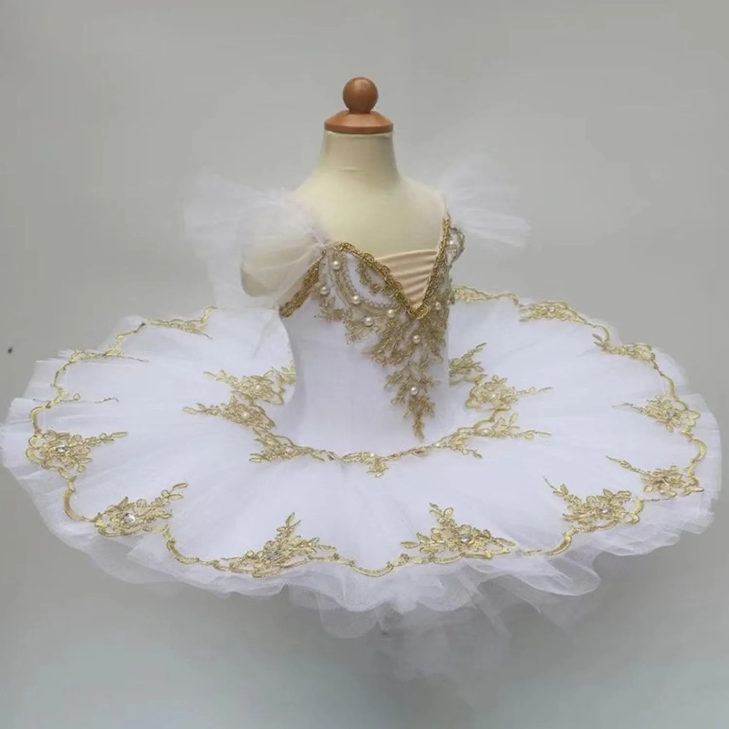 Ballet Leotards for Girls,Ruffle Sleeve Floral Print Swan Lake Dance Costumes,Hard Platter Tutu Dance Leotard