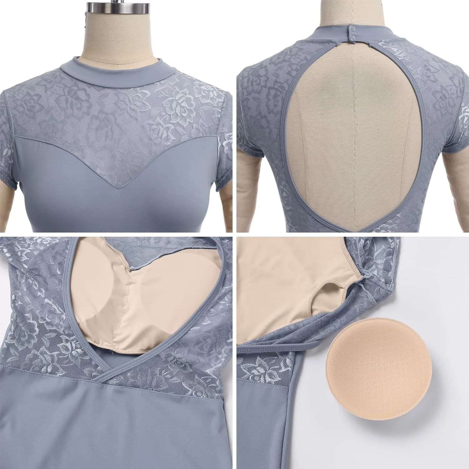 Ballet Leotards for Women Adult Butterfly Flower Print Backless Gymnastics Leotards with Bra Training Practices