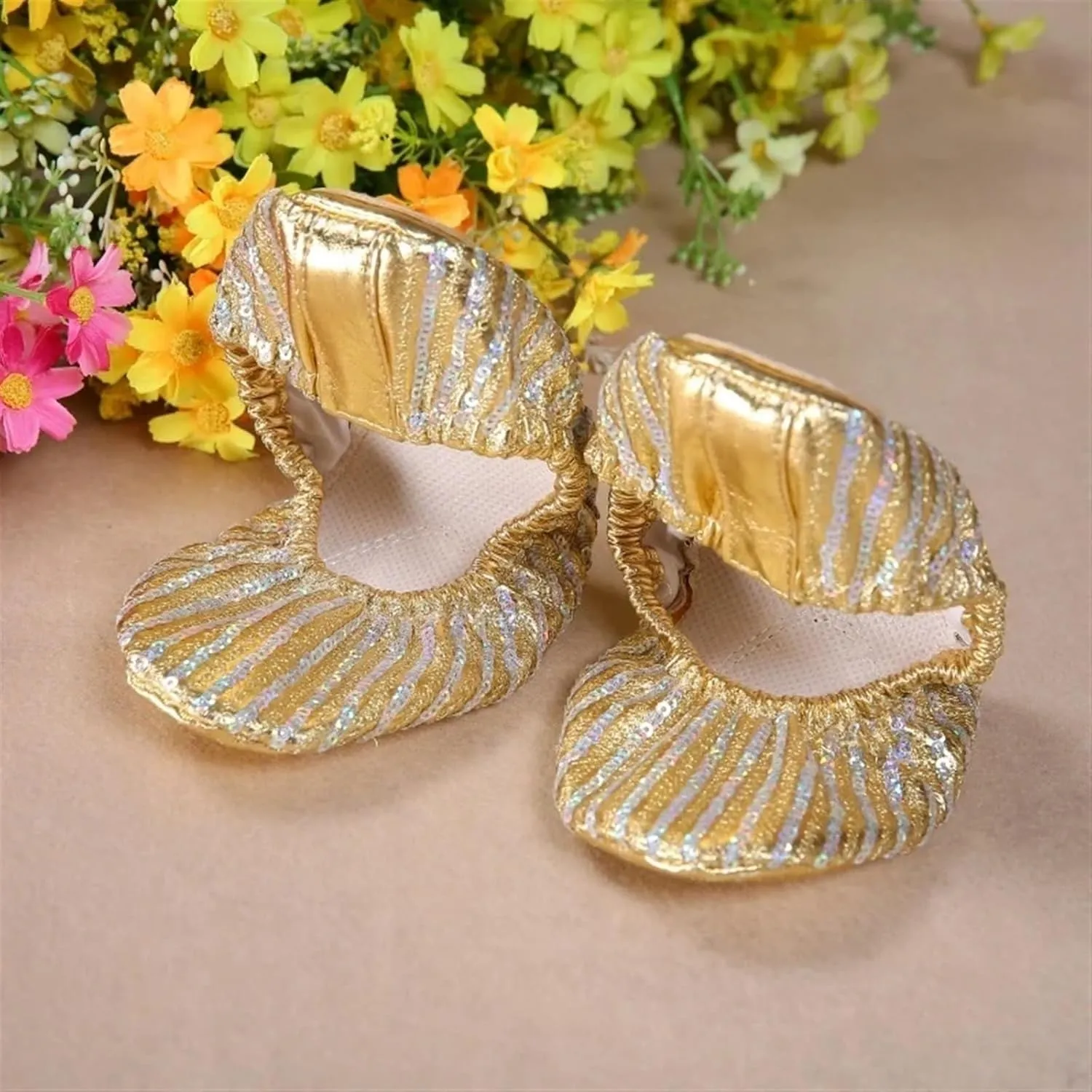 Ballet Shoes Women Belly Dance Shoes Slipper Flat Ballet Gymnastics Dancing Shoes Stage Belly Dance Sequins Shoes Shoe Dance(M)