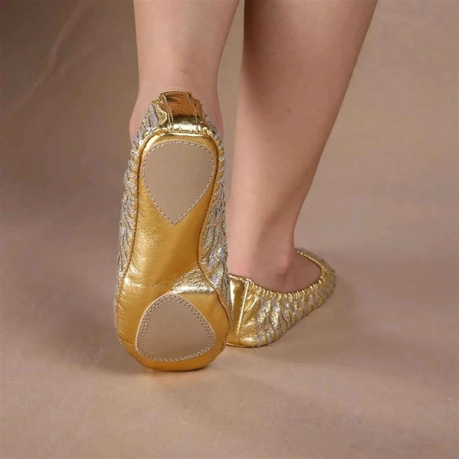 Ballet Shoes Women Belly Dance Shoes Slipper Flat Ballet Gymnastics Dancing Shoes Stage Belly Dance Sequins Shoes Shoe Dance(M)