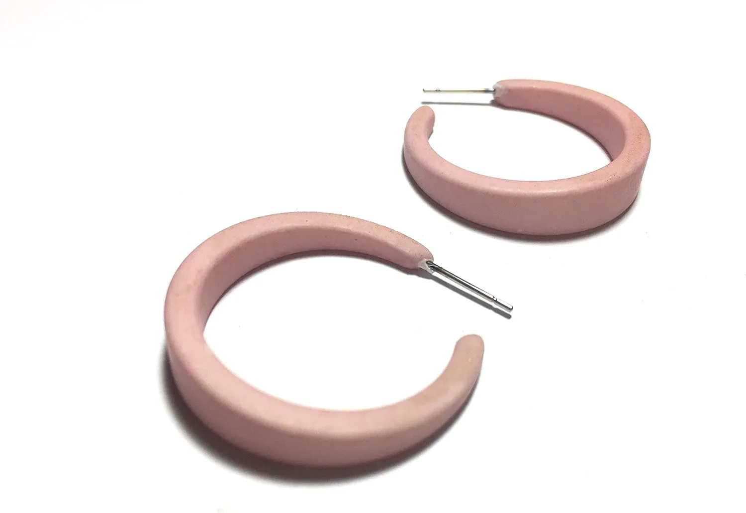 Ballet Slipper Pink Velvet Matte Lucite Hoop Earrings