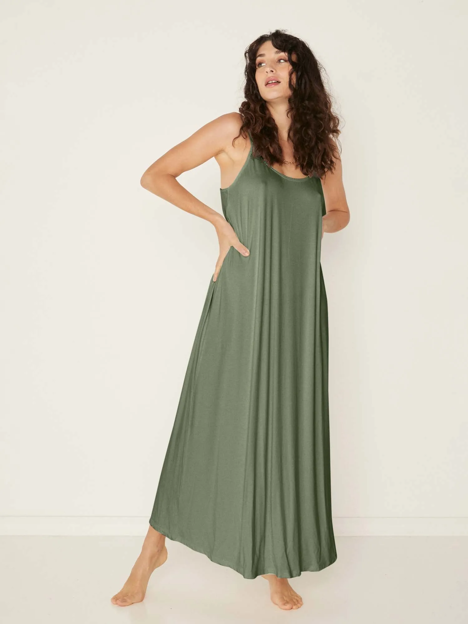 Bamboo Swing Maxi Dress - Eucalyptus