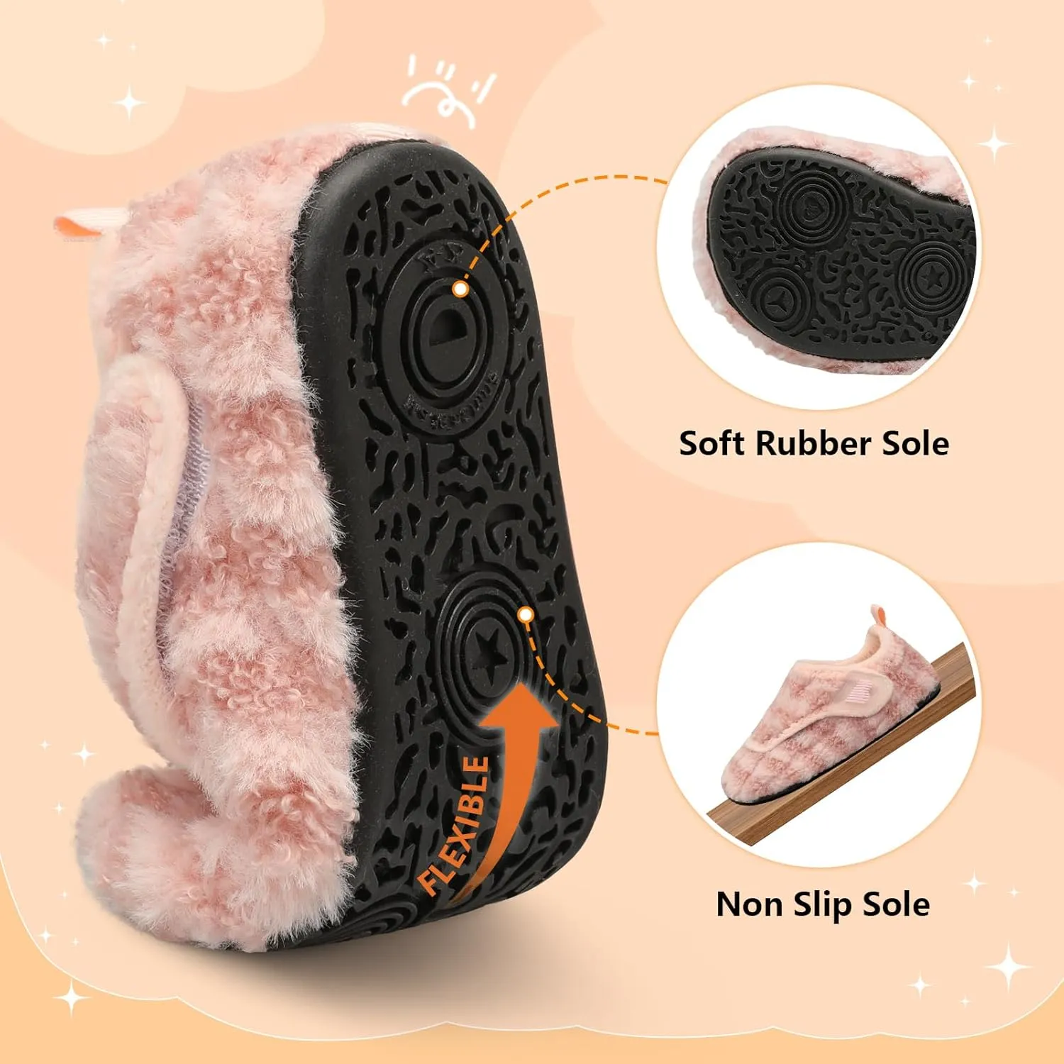 BARERUN Toddler Slippers Boys Girls House Shoes Warm Kids Slippers With Non-Slip Rubber Sole Fuzzy Cozy Walking Shoes Indoor/Outdoor