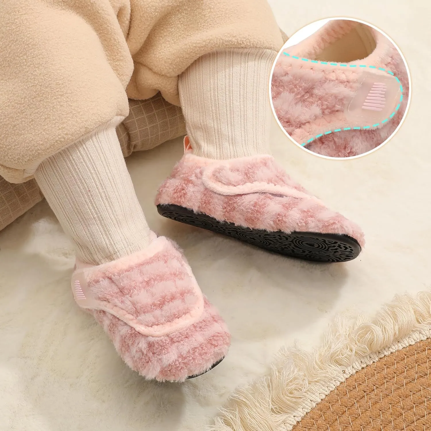 BARERUN Toddler Slippers Boys Girls House Shoes Warm Kids Slippers With Non-Slip Rubber Sole Fuzzy Cozy Walking Shoes Indoor/Outdoor