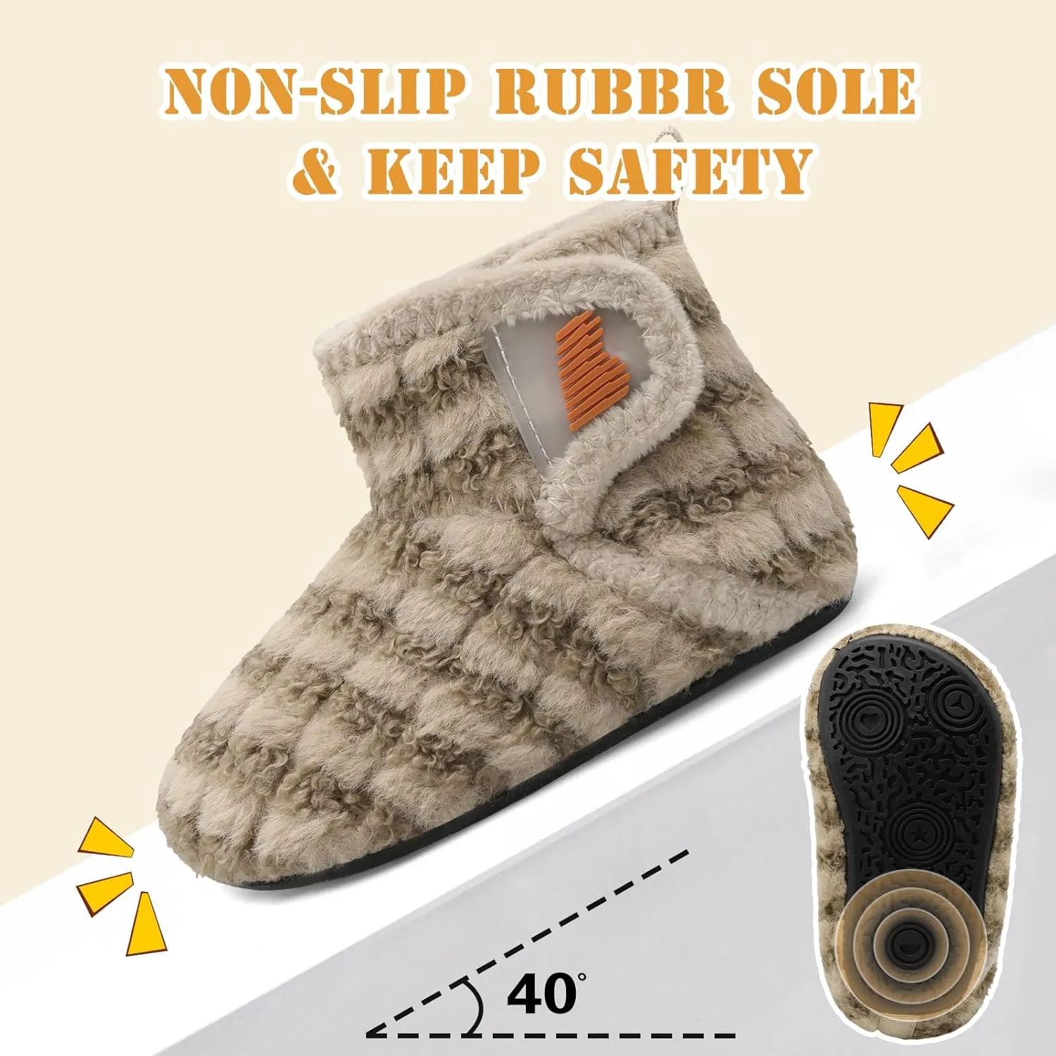 BARERUN Toddler Slippers Girls Boys House Shoes Baby Winter Booties Plush Cozy Kids House Slipper Warm Lightweight Infant Walking Shoes Socks