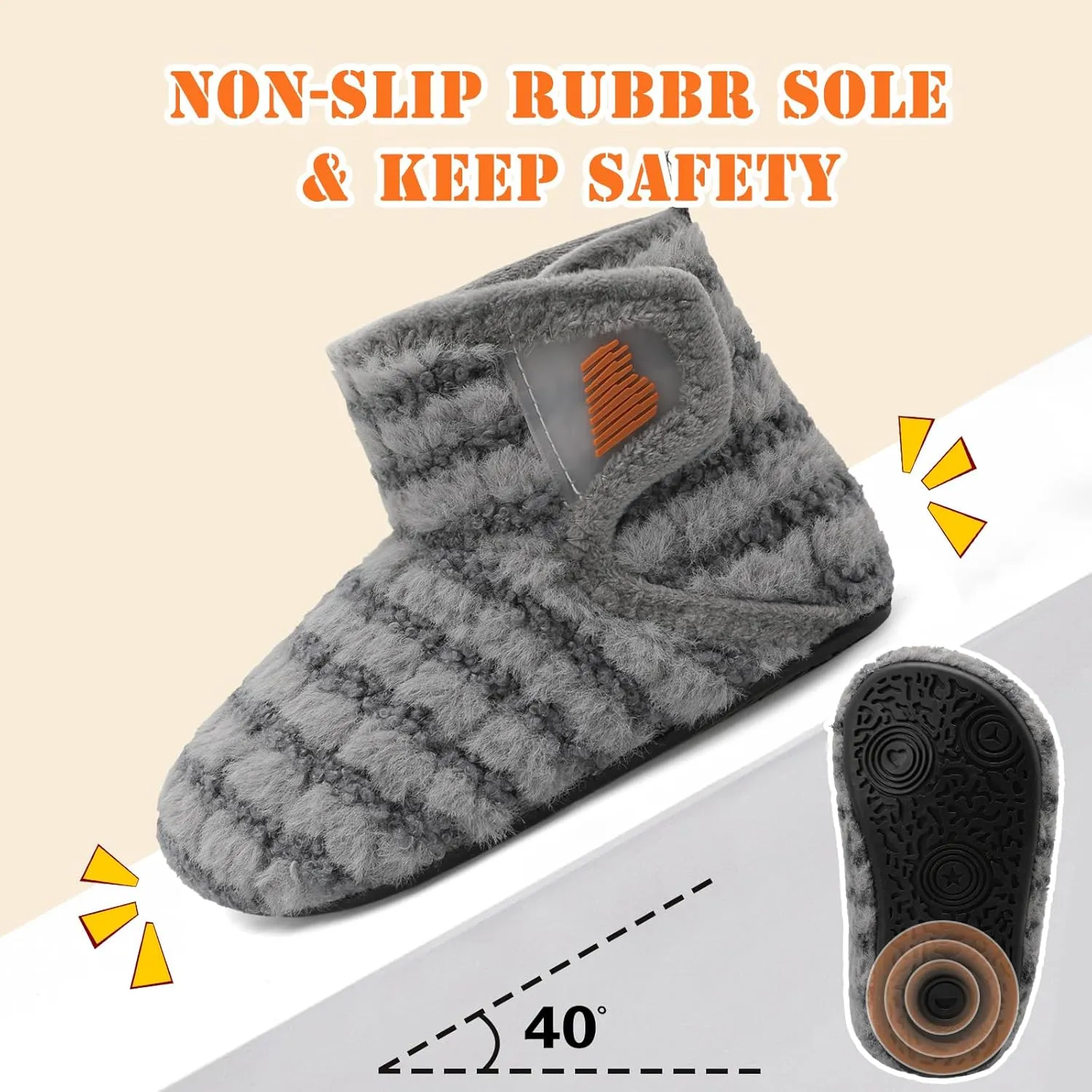 BARERUN Toddler Slippers Girls Boys House Shoes Baby Winter Booties Plush Cozy Kids House Slipper Warm Lightweight Infant Walking Shoes Socks
