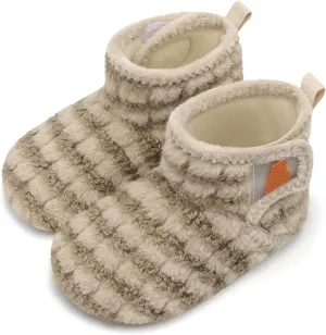 BARERUN Toddler Slippers Girls Boys House Shoes Baby Winter Booties Plush Cozy Kids House Slipper Warm Lightweight Infant Walking Shoes Socks