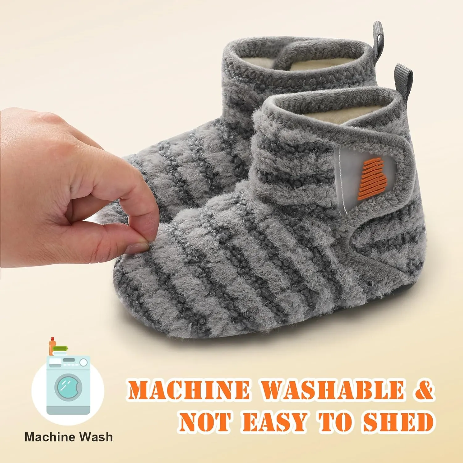 BARERUN Toddler Slippers Girls Boys House Shoes Baby Winter Booties Plush Cozy Kids House Slipper Warm Lightweight Infant Walking Shoes Socks