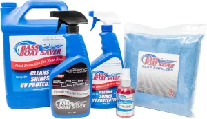 Bass Boat Saver Elite Boat Detail Kit Rapid Hard Water Spot Remover w/High-Gloss UV Wax Protection & Sonar Screen Cleaner