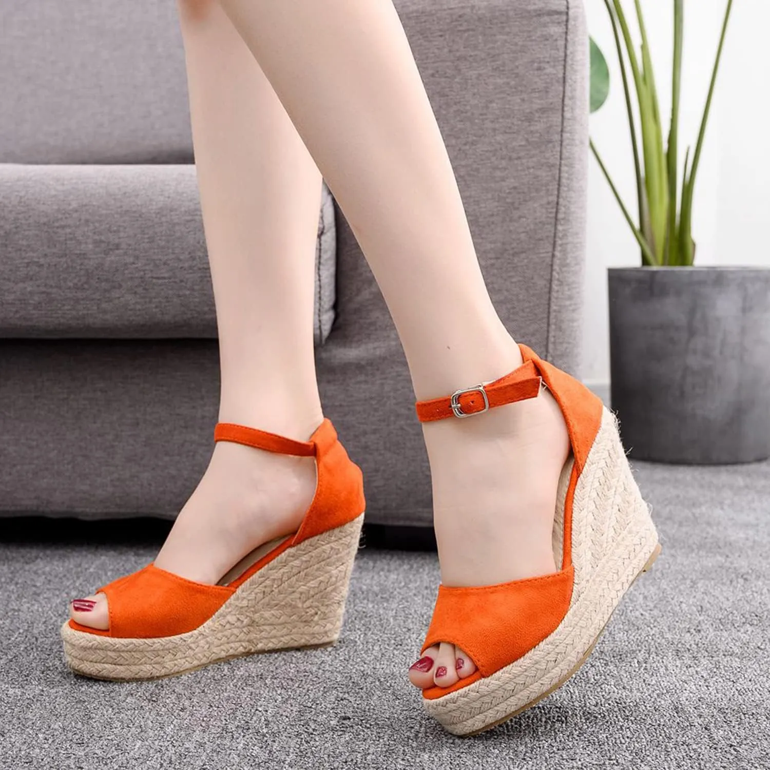bbruriy Sandals for Women, Platform Ankle Strap Womens Sandals Open Toe Espadrille Wedge Sandals Casual Summer Womens Dress Shoes