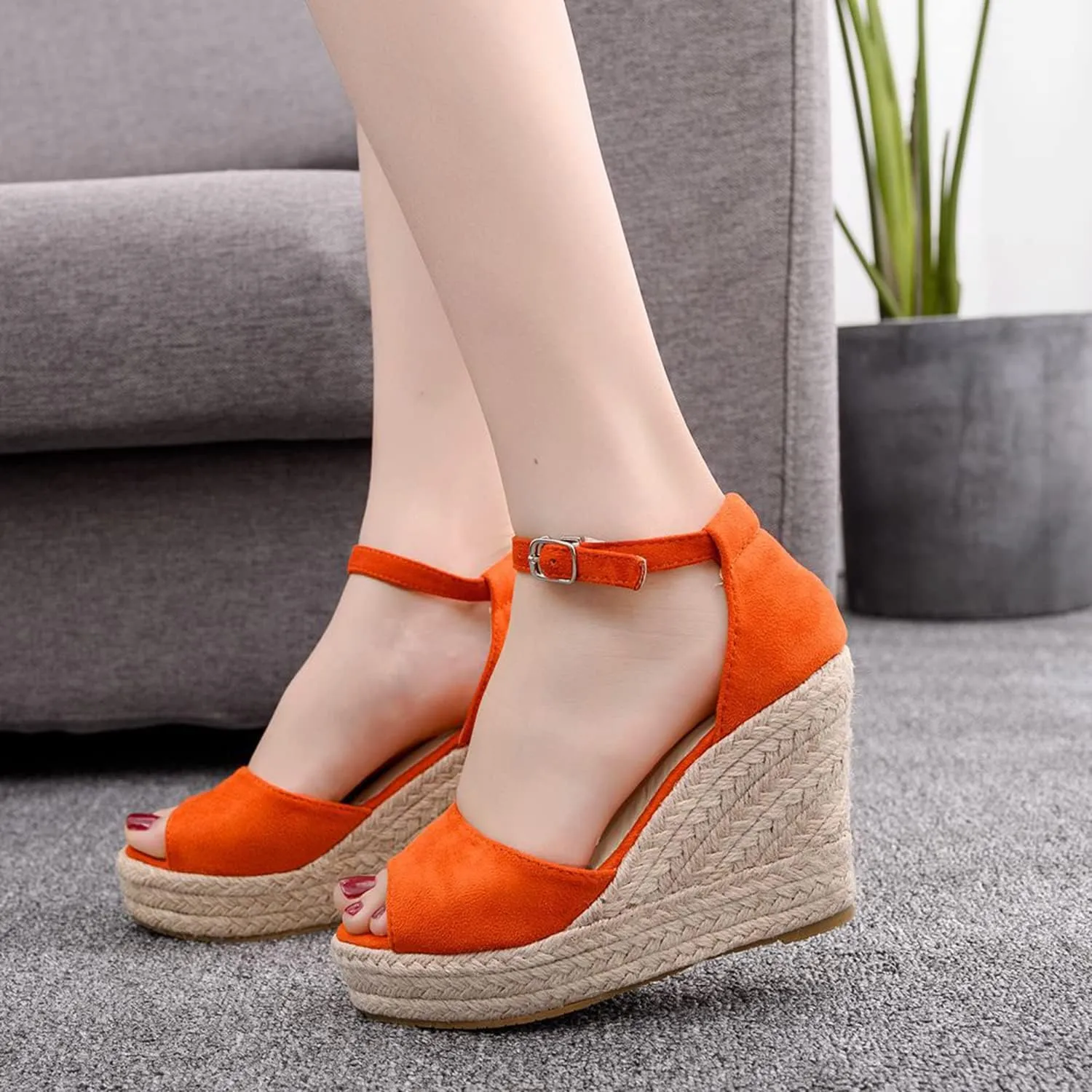 bbruriy Sandals for Women, Platform Ankle Strap Womens Sandals Open Toe Espadrille Wedge Sandals Casual Summer Womens Dress Shoes