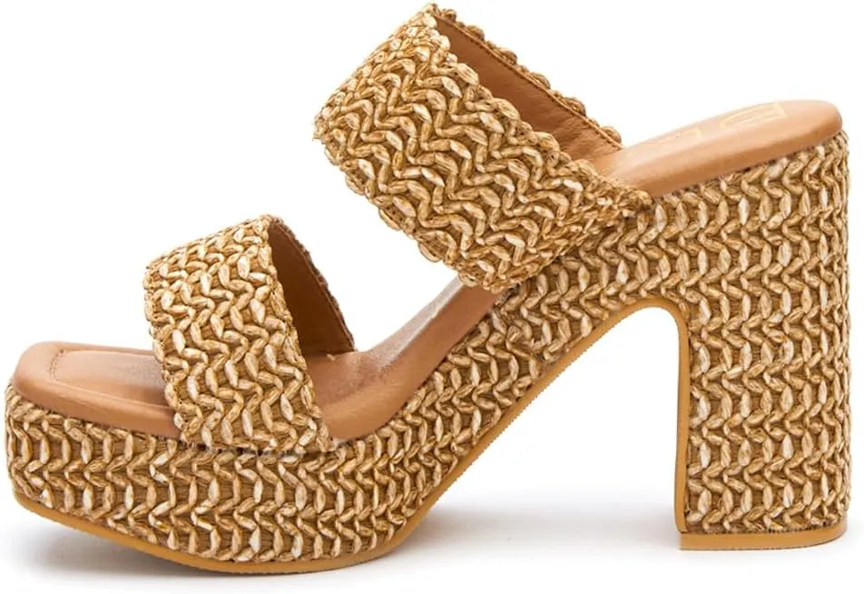 BEACH by Matisse Womens Gem Platform Block Espadrille Casual Sandals Casual High Heel 3" & Up - Brown