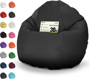 Bean Products Waterproof Large Vinyl Marine Grade Boat Bean Bag Chair | Filled w/Polystyrene Beads & CertiPUR Foam | Made in USA | 36”W, 36”L, 40”H | 20lb | 2 Sizes | Adults, Teens & Kids | Black