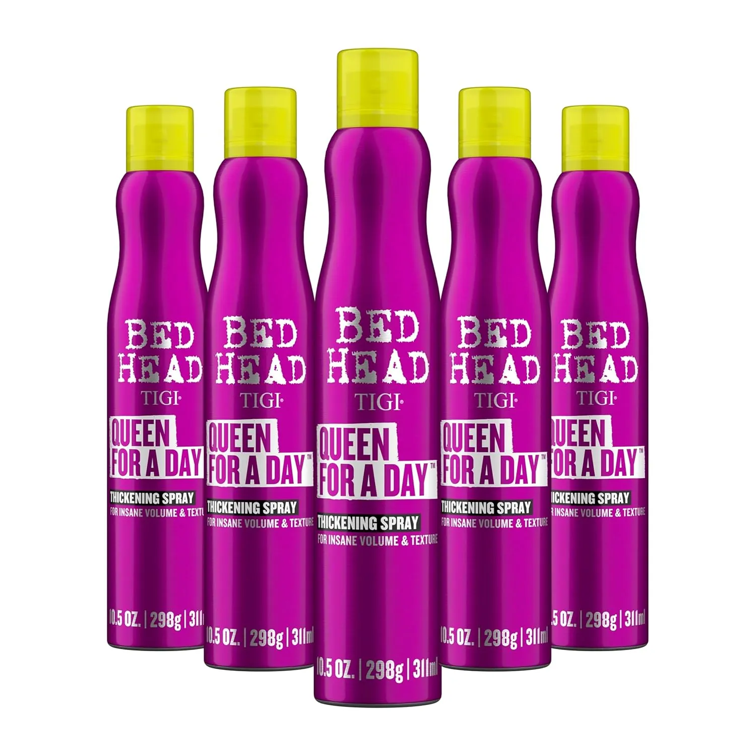 Bed Head TIGI Queen for a Day Thickening Spray - For Insane Volume & Texture - For Fine Hair - Finish on Wet Hair & Blow Dry - Premium Hair Care Products for Women & Men - 10.5 oz (5 Pack)