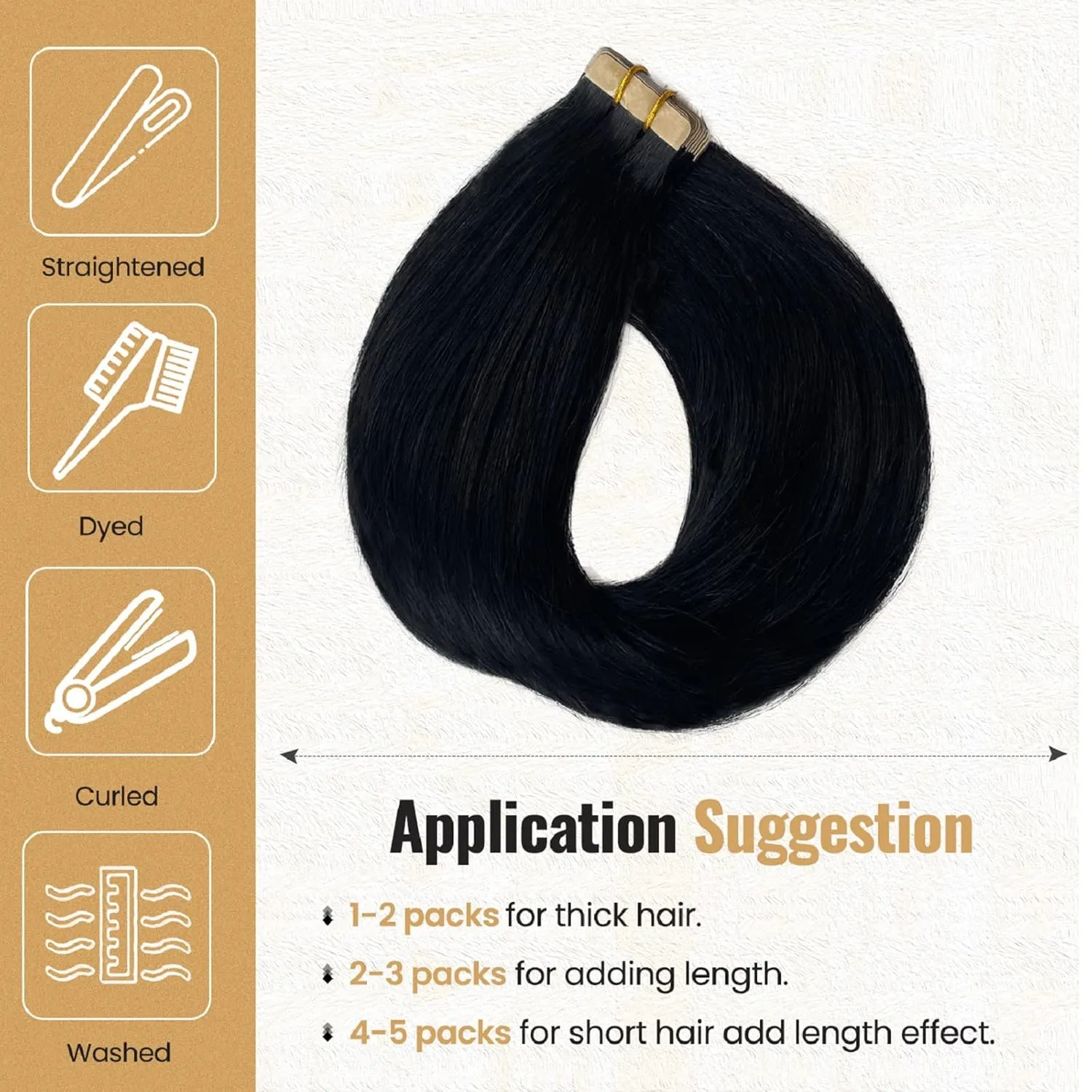 Belaved Tape ins Natural Black Human Hair Tape in Hair Extensions 14inch Straight Hair Extensions Remy Seamless Hair in Extensions 50 Gram 20 Pieces #1B