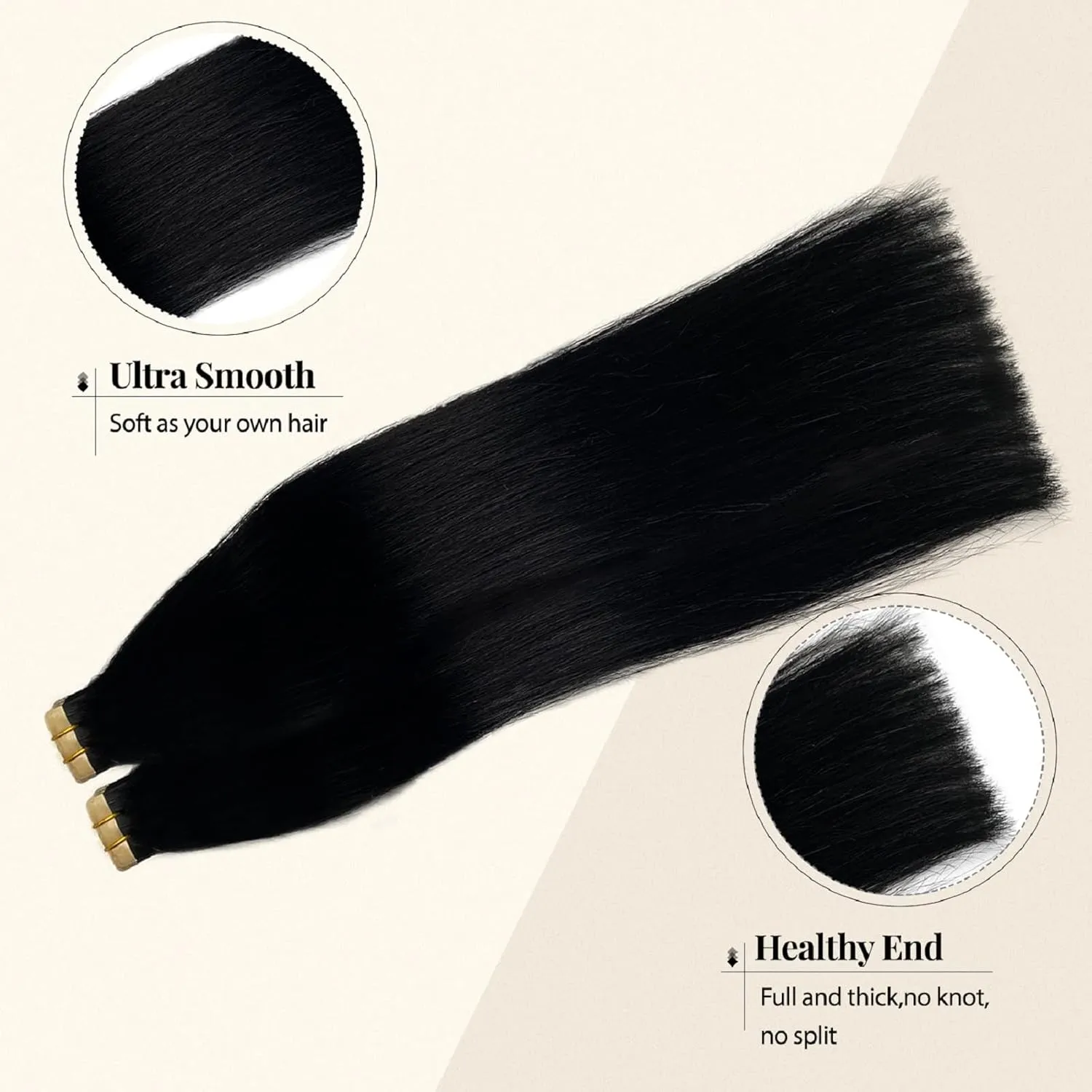 Belaved Tape ins Natural Black Human Hair Tape in Hair Extensions 14inch Straight Hair Extensions Remy Seamless Hair in Extensions 50 Gram 20 Pieces #1B