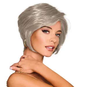Best In Class Layered Chin-Length Boycut Wig by Hairuwear, Average Cap, GF119 Silver And Smoke