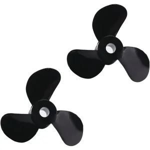 Bettomshin RC Boat CW CCW Propeller 3mm Shaft 3 Vane 28mm 5.1 P/D Fan Shape Pastic Black Rotating Propeller for RC Boat, 2 Pairs (Positive Oar)