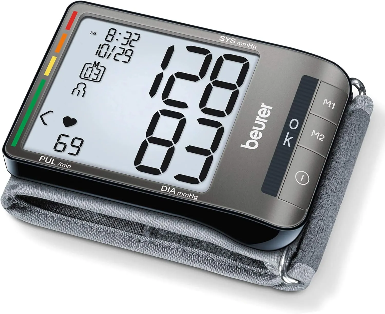 Beurer BC81 Wrist Blood Pressure Monitor – XL Display, Arrhythmia Detection, 120 Memory Sets – XL Blood Pressure Cuff Wrist for Home Use, Automatic Blood Pressure Machine with Storage Case, Batteries