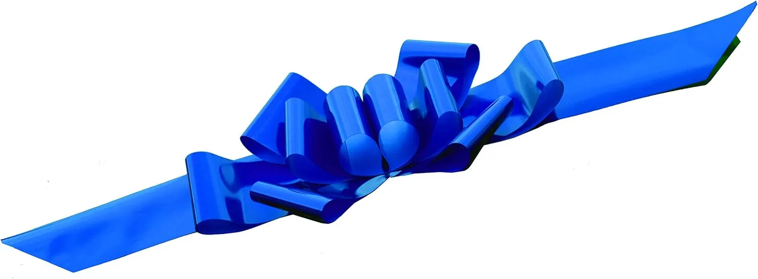 Big Royal Blue Car Bow - 25" Wide, Fully Assembled, Large Christmas Ribbon Gift Decoration, Police Support, Birthday, Graduation, Memorial Day, 4th of July, Store Front Display, Easter