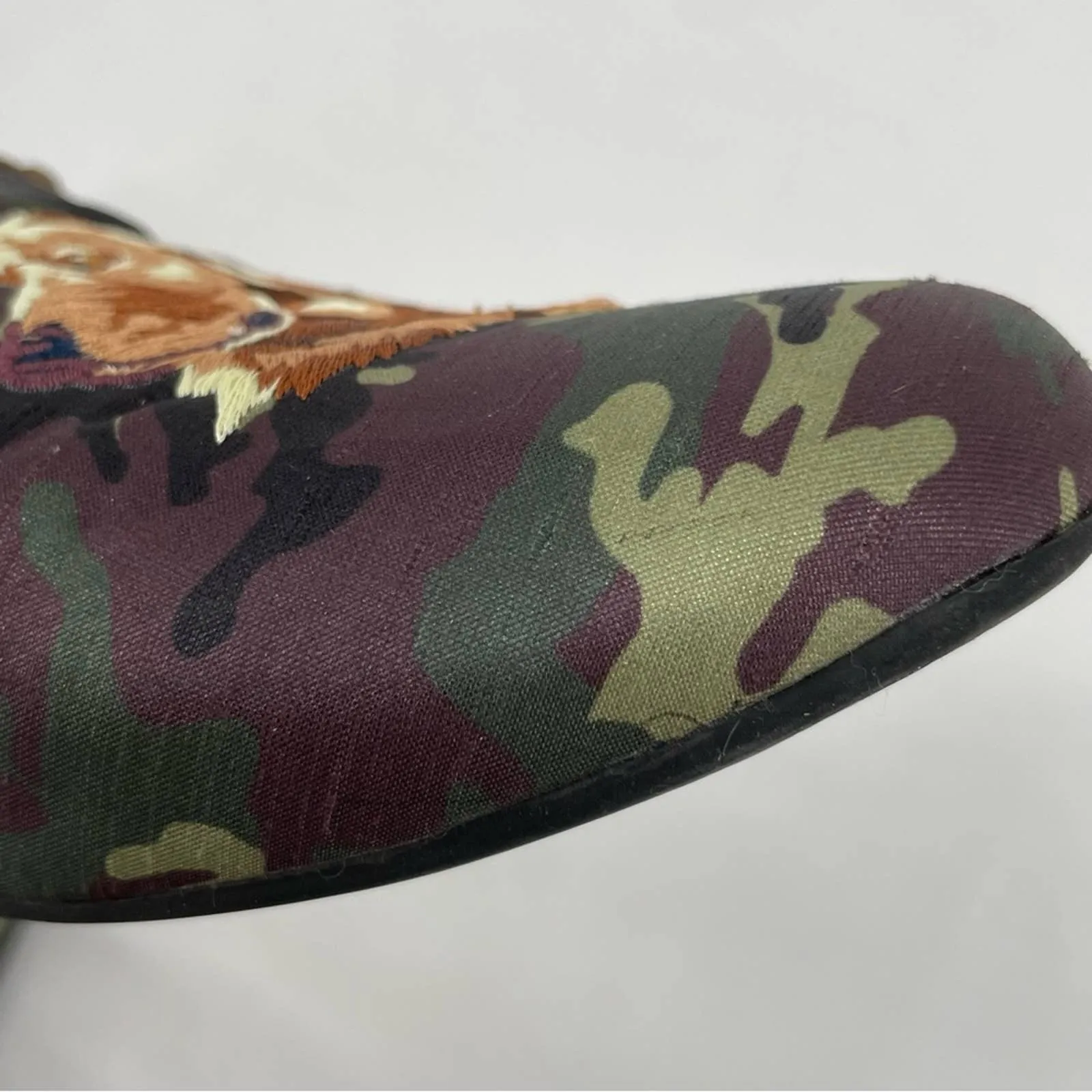 Birdies Ken Fulk Phoebe Slipper Mules Retriever Dogs Pink Green Camo Animalia Size 9