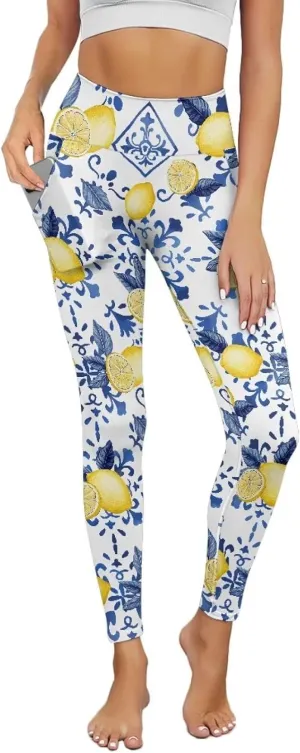 Biyejit High Waist Yoga Pants with Pockets, Tummy Control Workout Running Yoga Leggings for Women Plus Size XS-3XL