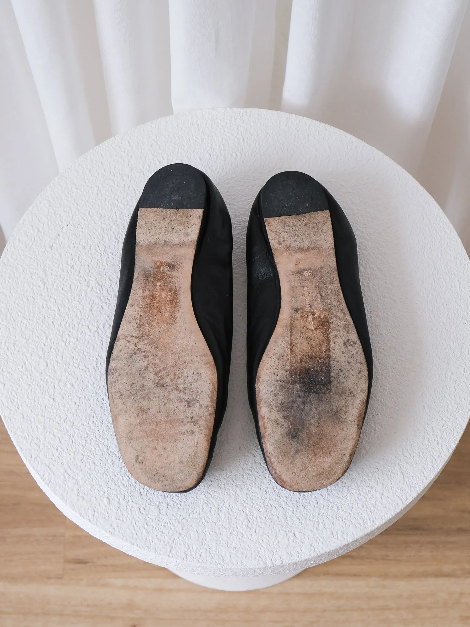 Black Acne Studios 'Oddry' Leather Ballet Flats, Size 39