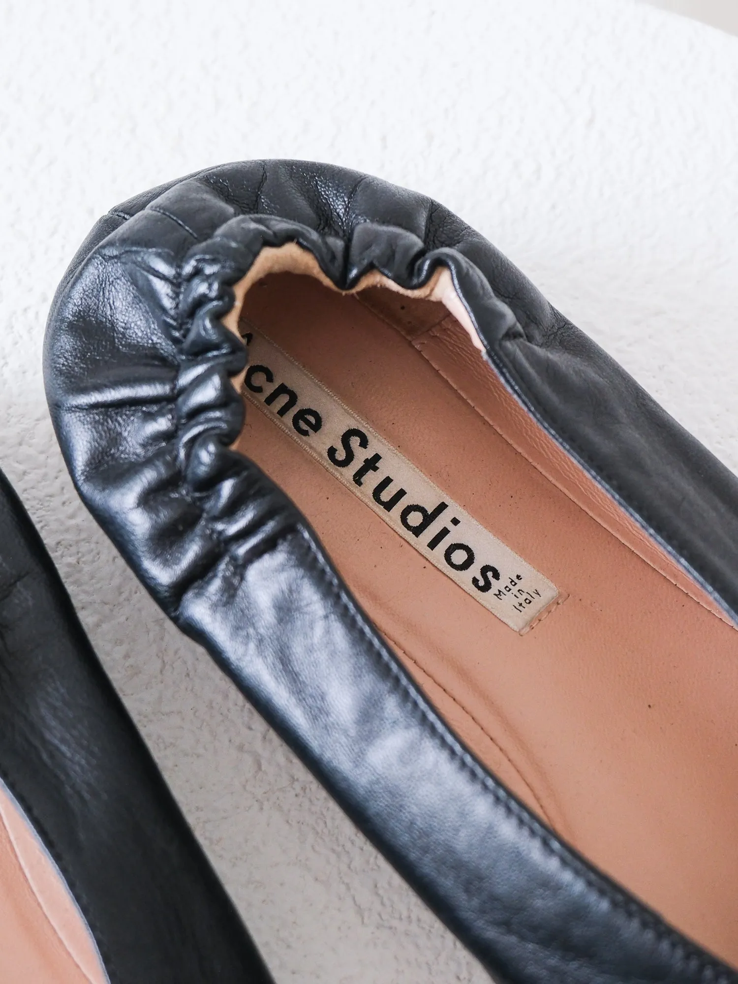 Black Acne Studios 'Oddry' Leather Ballet Flats, Size 39