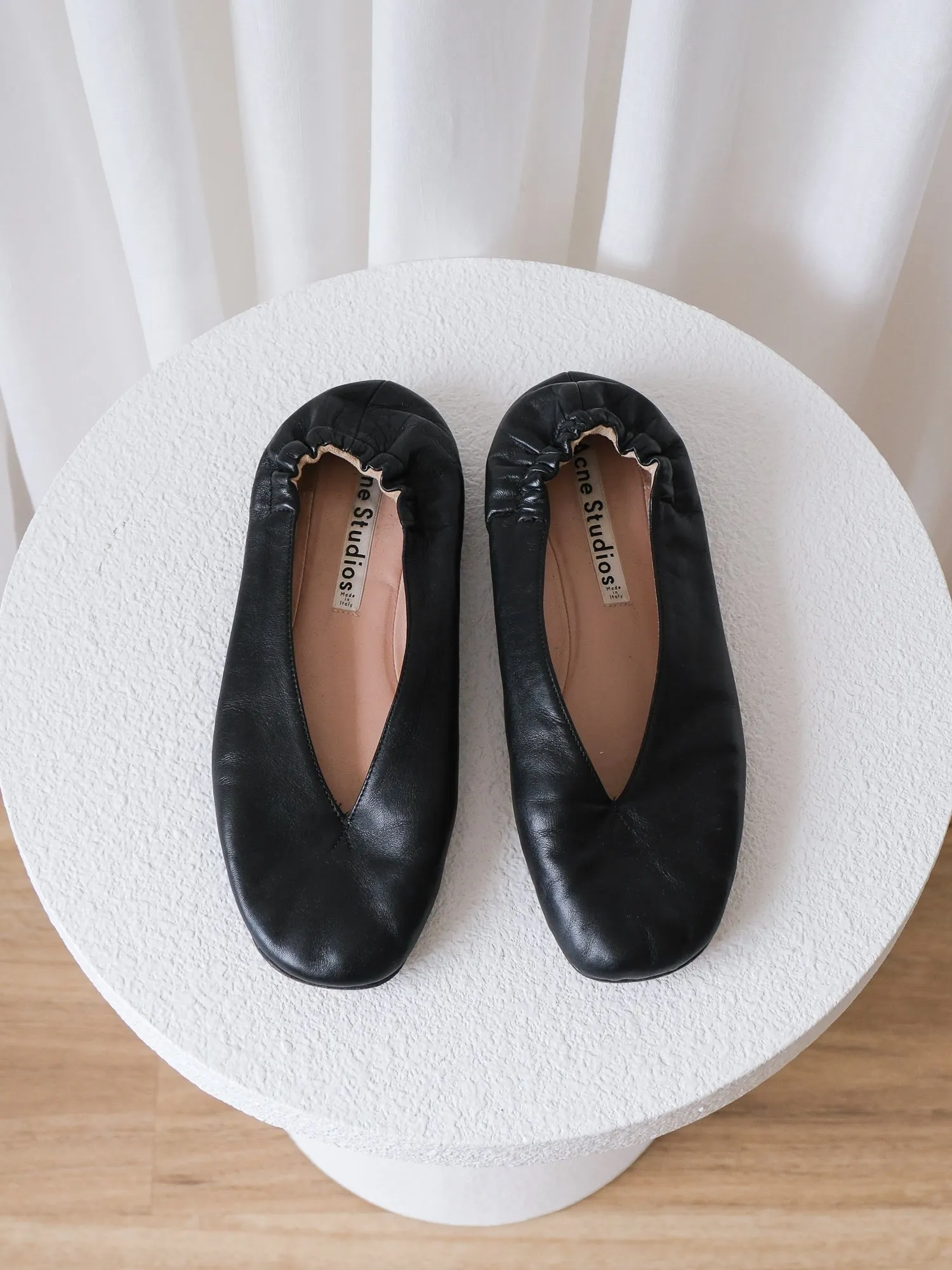 Black Acne Studios 'Oddry' Leather Ballet Flats, Size 39