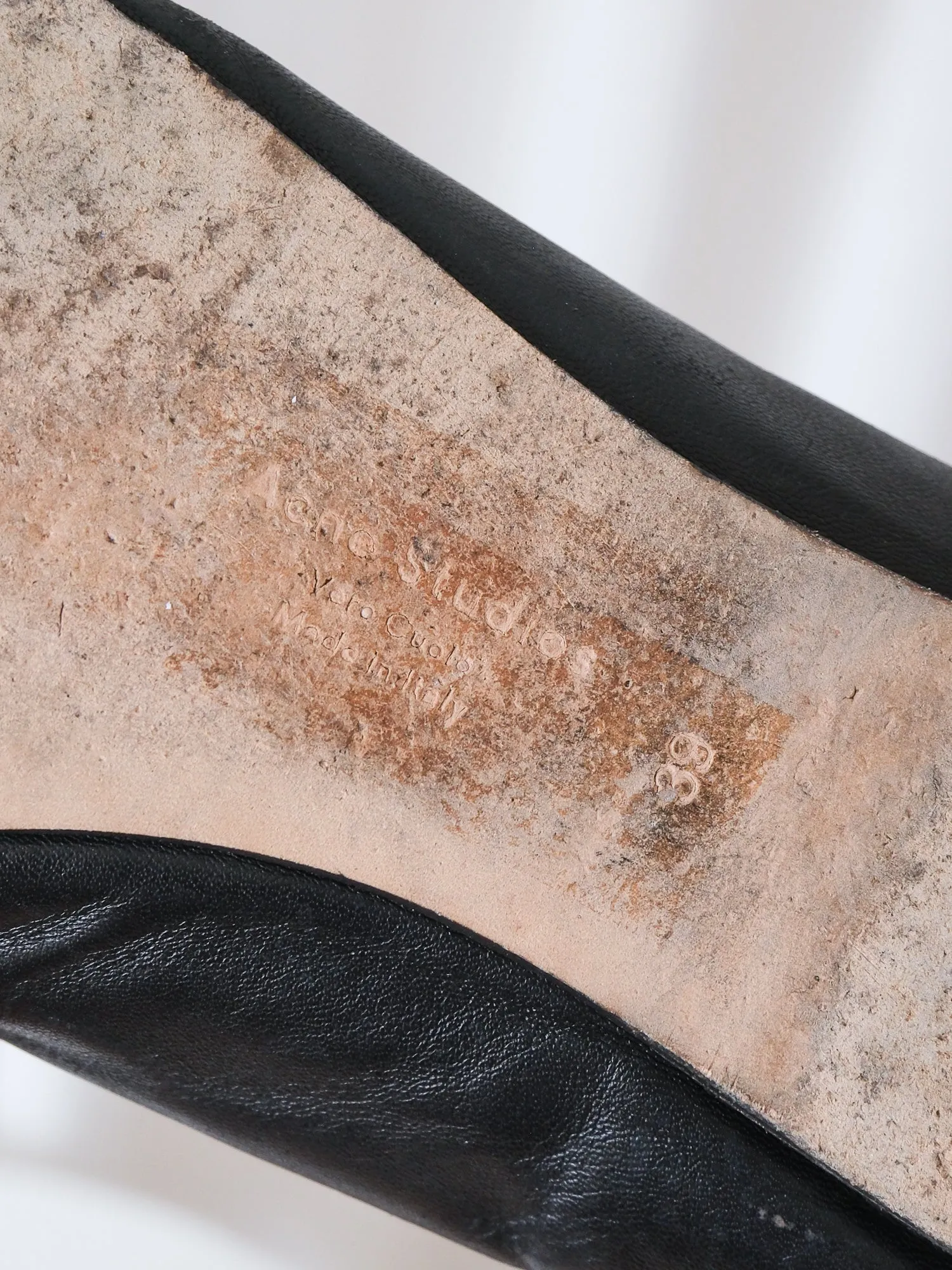 Black Acne Studios 'Oddry' Leather Ballet Flats, Size 39