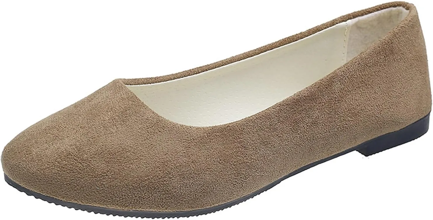 Black Flats for Women Dressy Pointed Toe Ballet Flats Comfortable Classic Flat Shoes for Women Faux Suede Walking Flats Shoes