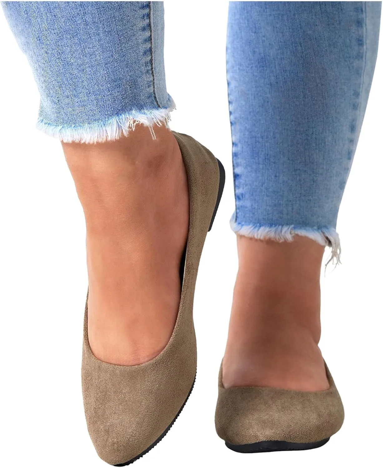 Black Flats for Women Dressy Pointed Toe Ballet Flats Comfortable Classic Flat Shoes for Women Faux Suede Walking Flats Shoes