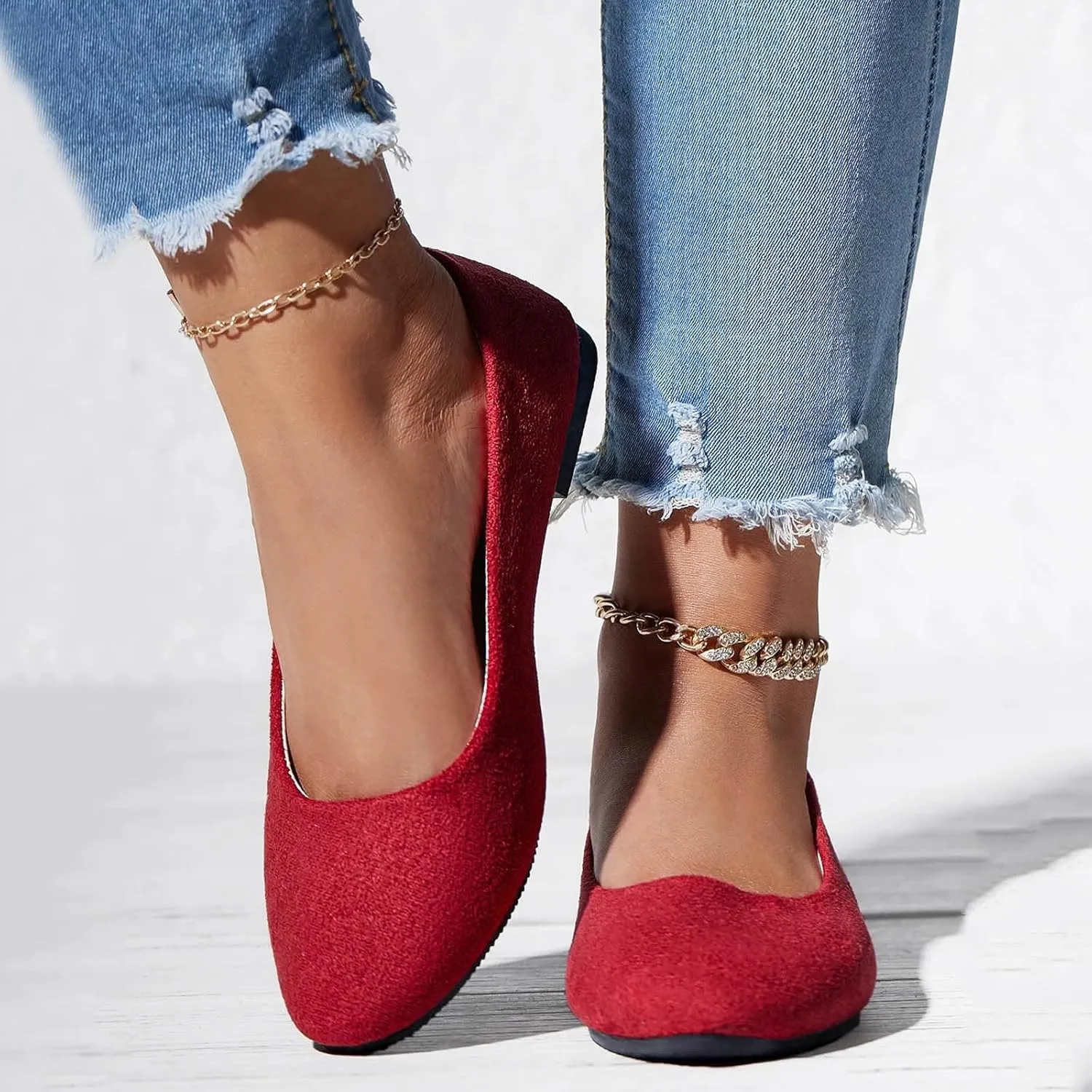 Black Flats for Women Dressy Pointed Toe Ballet Flats Comfortable Classic Flat Shoes for Women Faux Suede Walking Flats Shoes