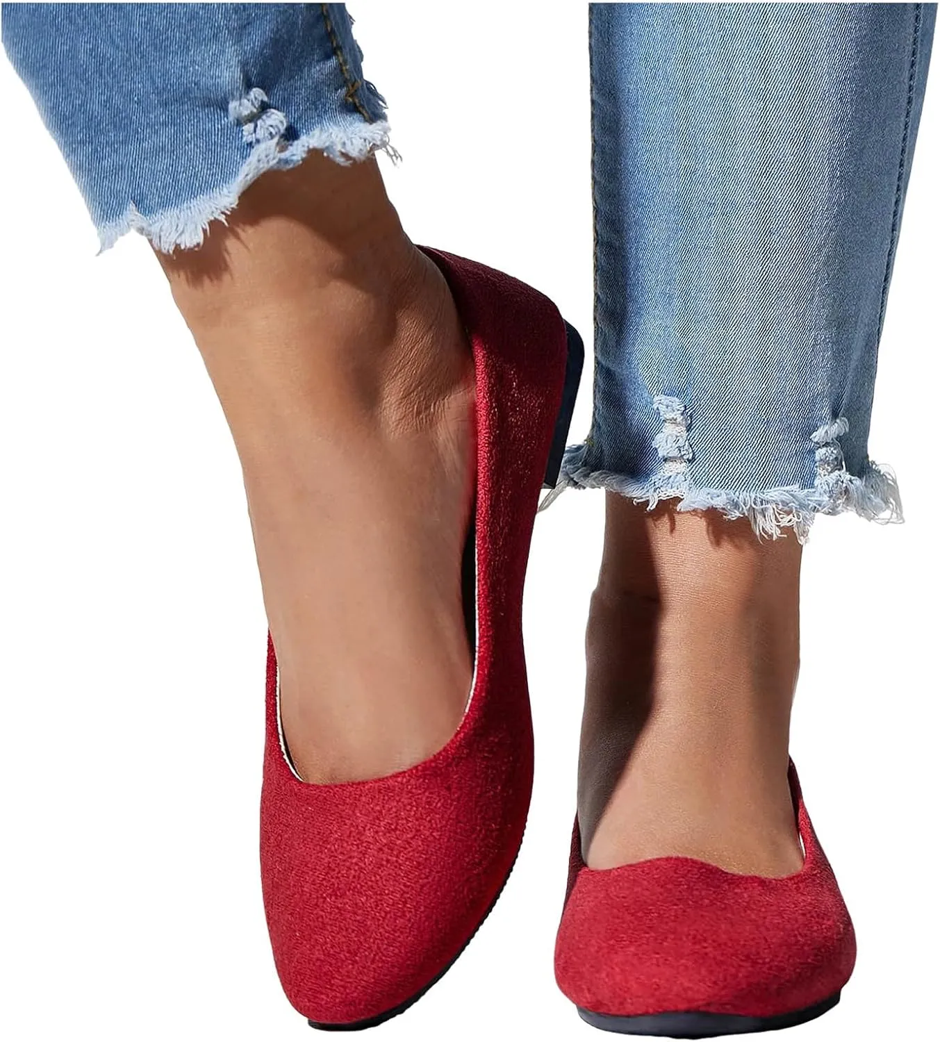 Black Flats for Women Dressy Pointed Toe Ballet Flats Comfortable Classic Flat Shoes for Women Faux Suede Walking Flats Shoes