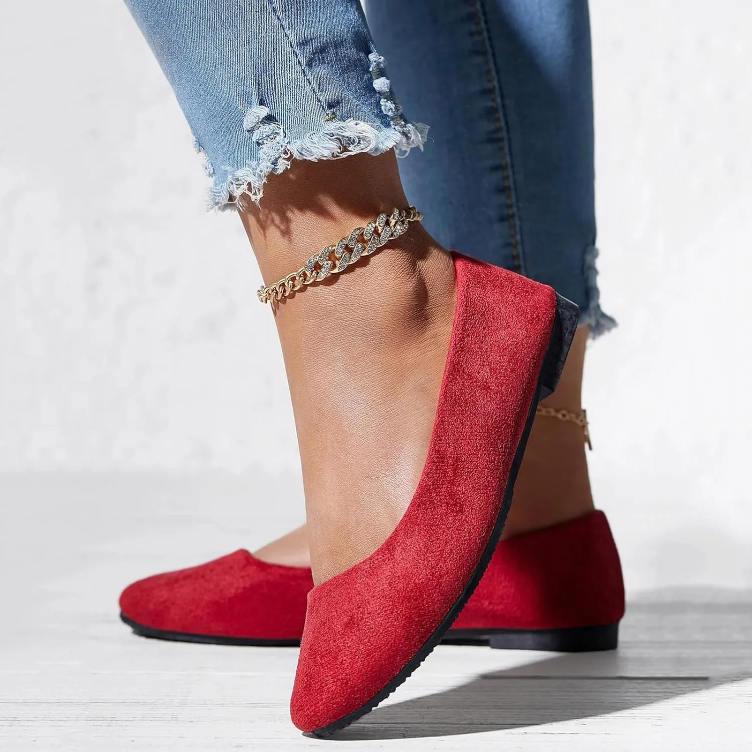Black Flats for Women Dressy Pointed Toe Ballet Flats Comfortable Classic Flat Shoes for Women Faux Suede Walking Flats Shoes