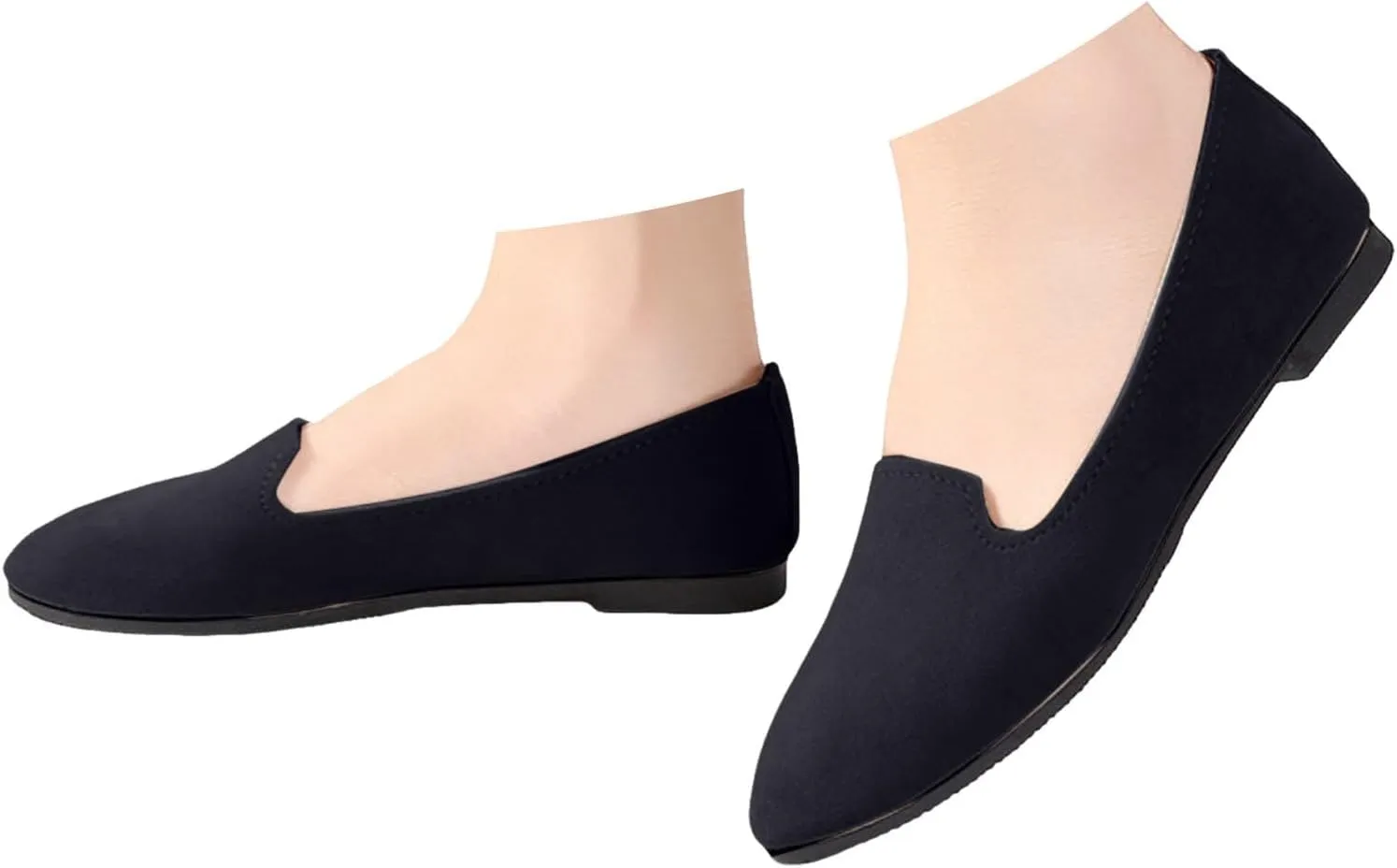 Black Flats for Women Slip on Classic Flats Comfortable Dressy Faux Suede Ballet Flats Shoes Casual Walking Flat Shoes for Women