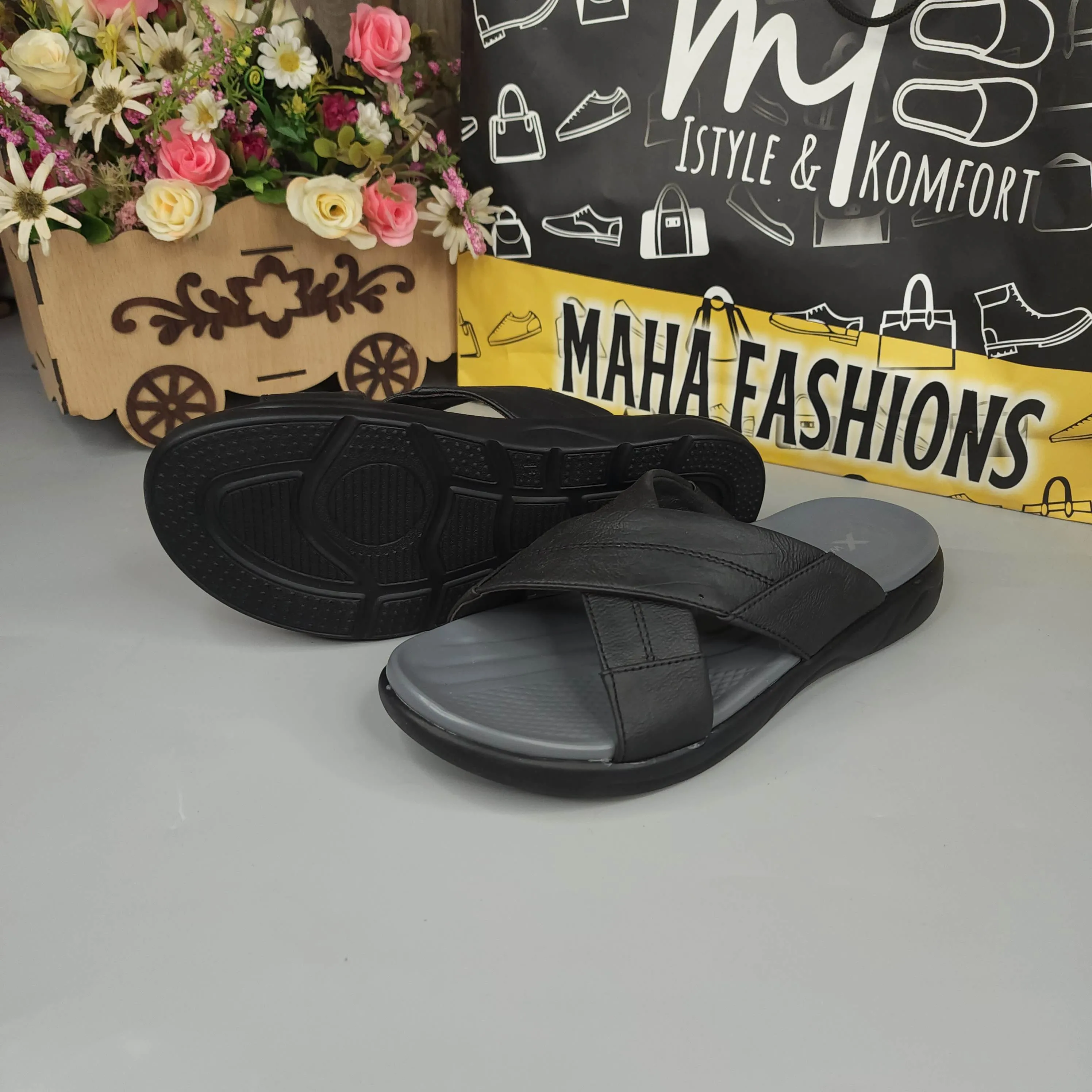 Black Men strappy slides