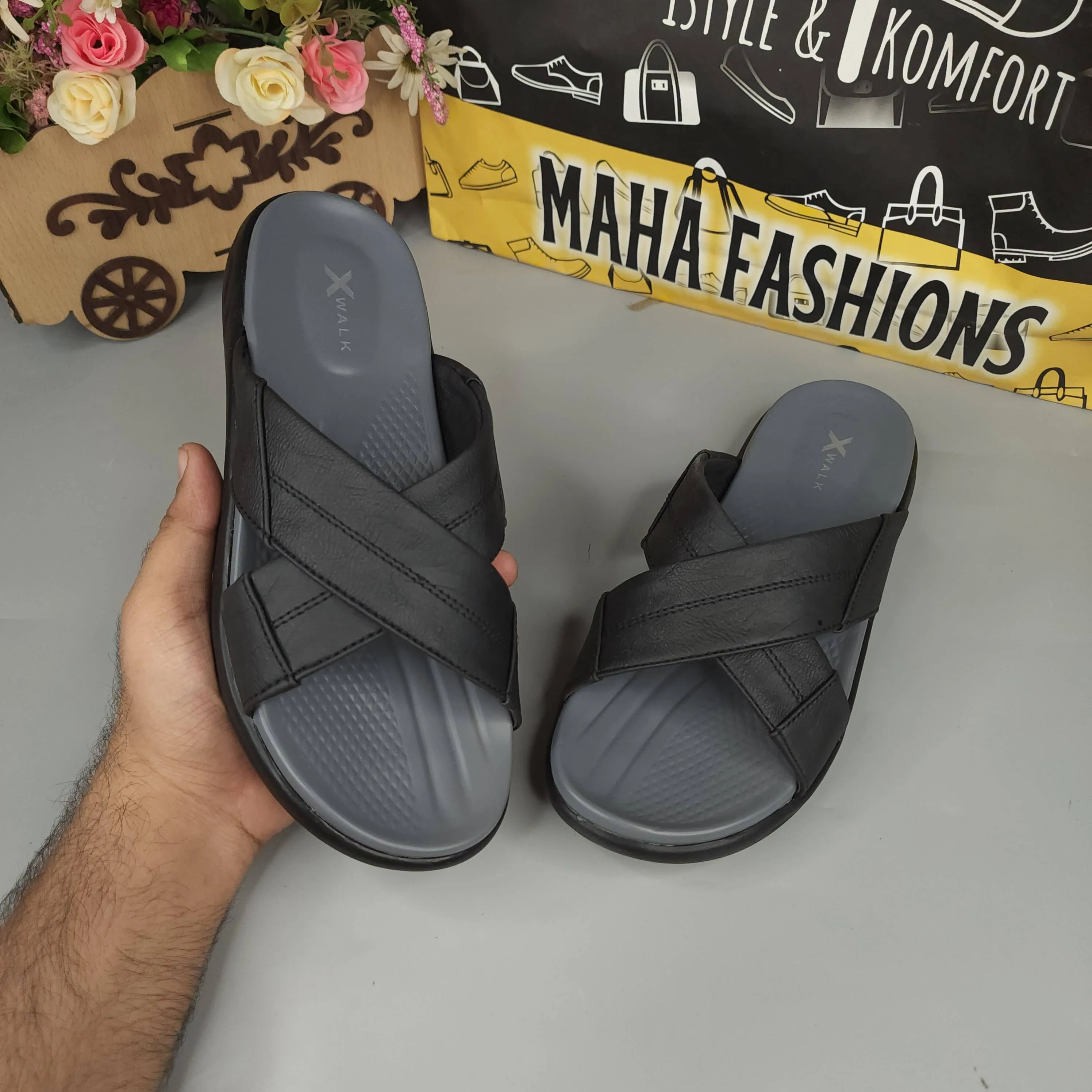 Black Men strappy slides