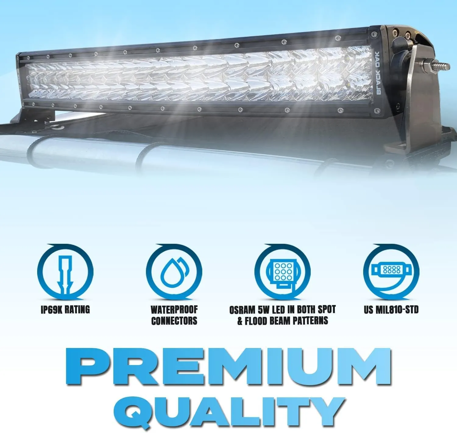 Black Oak 30- Inch Dual Row LED Light Bar - Combo, Spot and Flood Optics - Waterproof Lighting for Off-Road Trucks, Jeep, ATV, UTV, Boats, Fog Driving Work Light, Pro Series 2.0