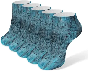 Blue And Black Ankle Socks for Men & Women, 5 Pairs Breathable Soft Low Cut Socks, Stretch Sweat Wicking Sox
