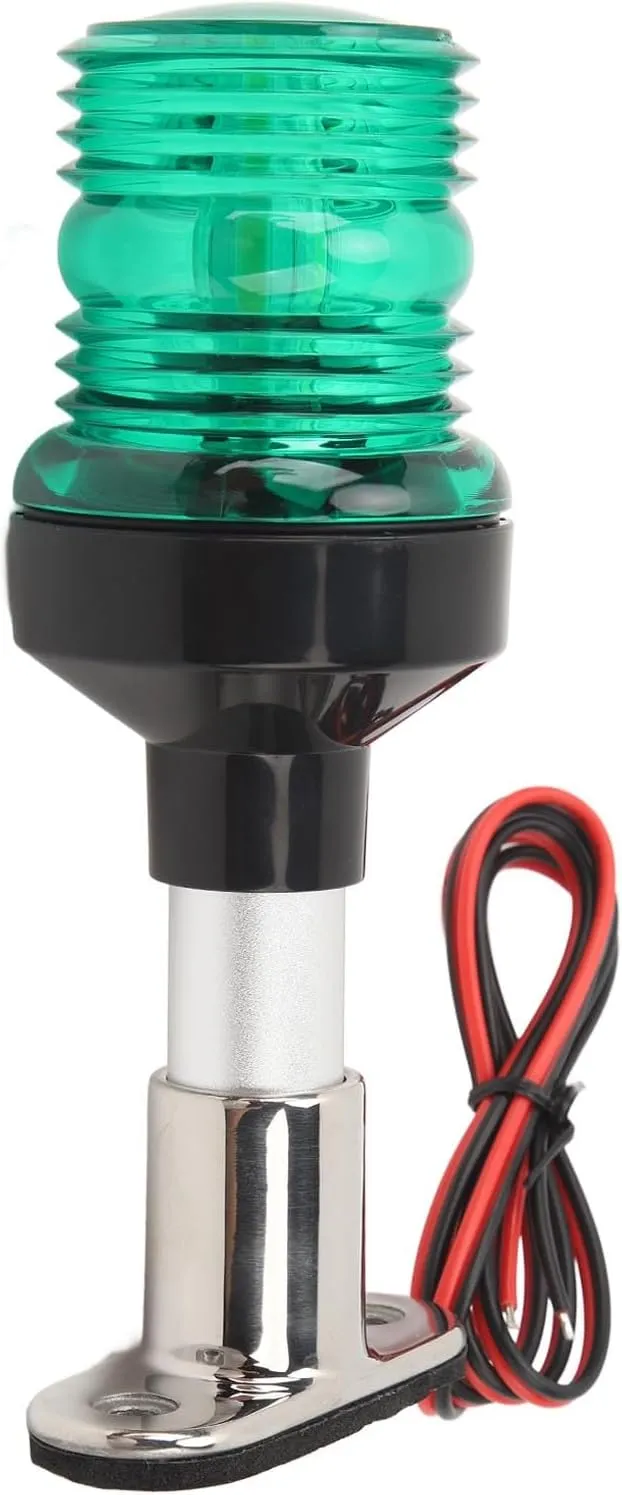 Bnineteenteam Marine LED Anchor Light, Boat Anchor Light 2NM Visibility 6in 360 Degree All Round Stern Light with Stainless Steel Base for Yachet (Green)