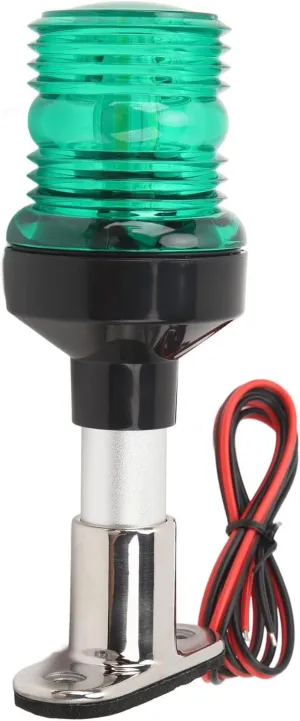 Bnineteenteam Marine LED Anchor Light, Boat Anchor Light 2NM Visibility 6in 360 Degree All Round Stern Light with Stainless Steel Base for Yachet (Green)