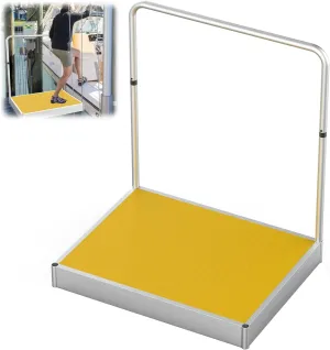 Boat Boarding Platform with Handrail, Foldable Dock Boarding Platform with Handle(500LBs Capacity,Silver)