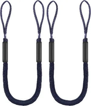 Boat Bungee Dock Lines with Loop and Foam Floats – 4FT (Extends to 5.5FT) Elastic Mooring Ropes for Quick Temporary Docking for Pontoon, Jon Boat, and Small Vessels,2Pack (Black)