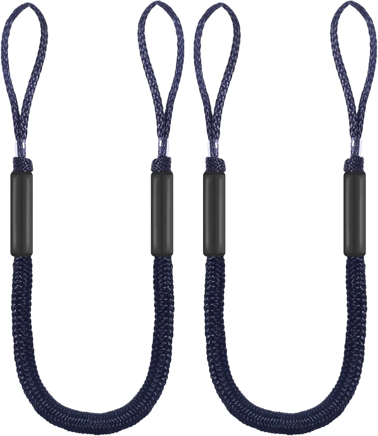 Boat Bungee Dock Lines with Loop and Foam Floats – 4FT (Extends to 5.5FT) Elastic Mooring Ropes for Quick Temporary Docking for Pontoon, Jon Boat, and Small Vessels,2Pack (Black)