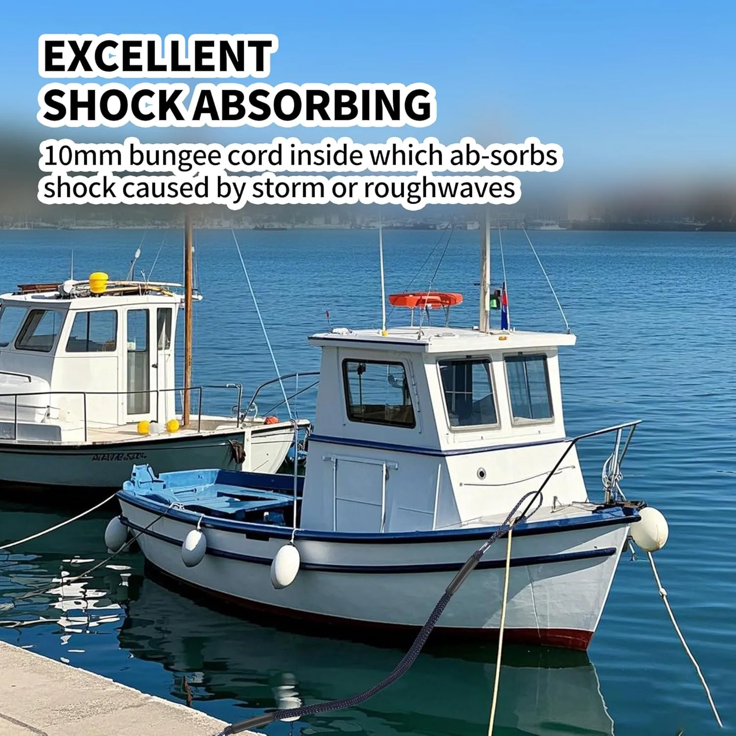 Boat Bungee Dock Lines with Loop and Foam Floats – 4FT (Extends to 5.5FT) Elastic Mooring Ropes for Quick Temporary Docking for Pontoon, Jon Boat, and Small Vessels,2Pack (Black)
