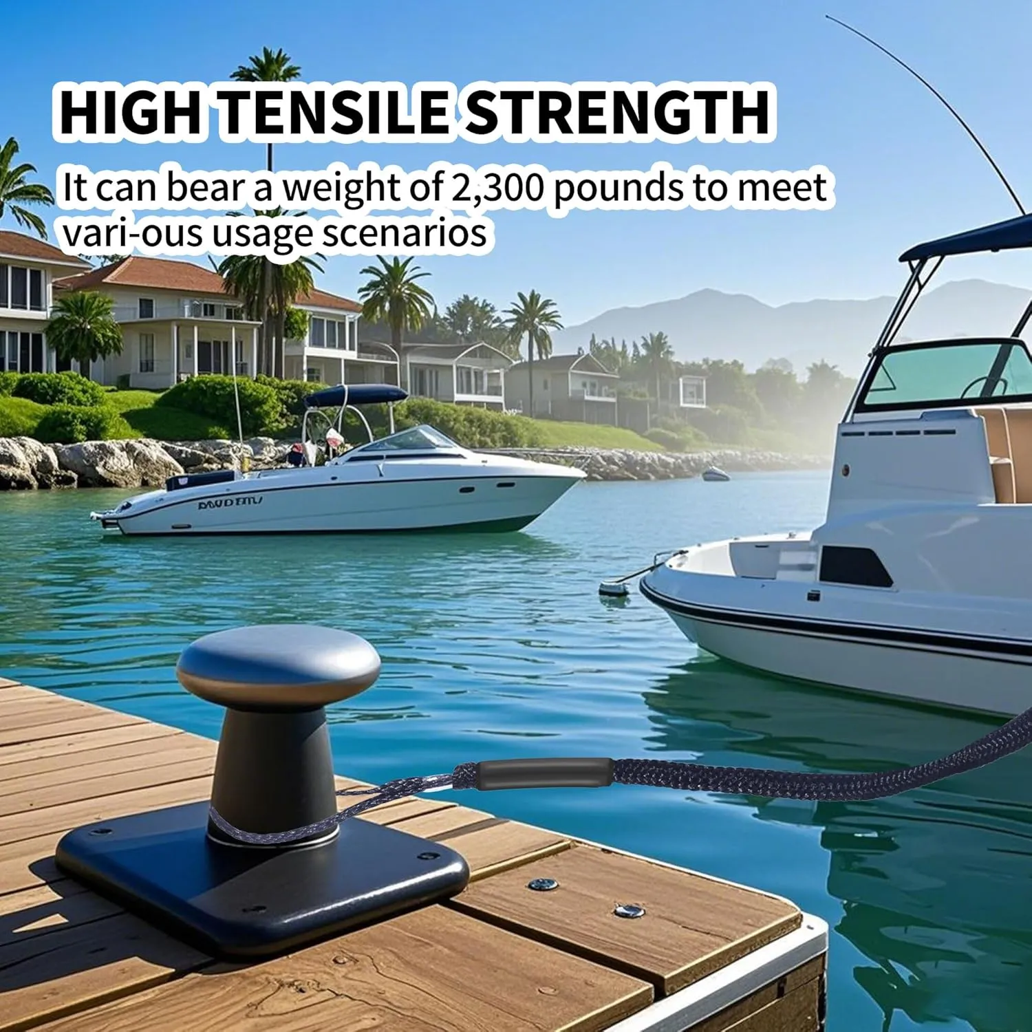 Boat Bungee Dock Lines with Loop and Foam Floats – 4FT (Extends to 5.5FT) Elastic Mooring Ropes for Quick Temporary Docking for Pontoon, Jon Boat, and Small Vessels,2Pack (Black)