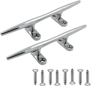 Boat Cleat 316 Stainless Steel Dock Cleats Heavy Duty Open Base Cleat for Kayak Boat Canoe Mooring Deck and Decor of 2 Pcs with Screws(4''/6''/8''/10'')